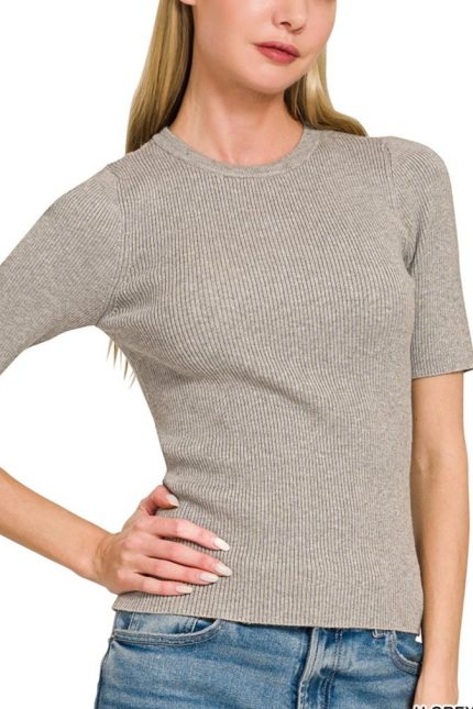 Viscose Ribbed Round Neck Sweater
