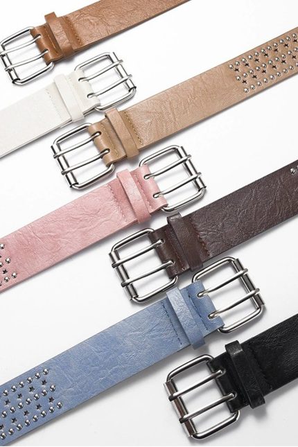 Star Studded Double Pin Buckle Belt