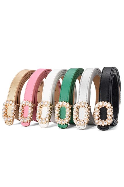 Pearl Oval Buckle Fashion Belt