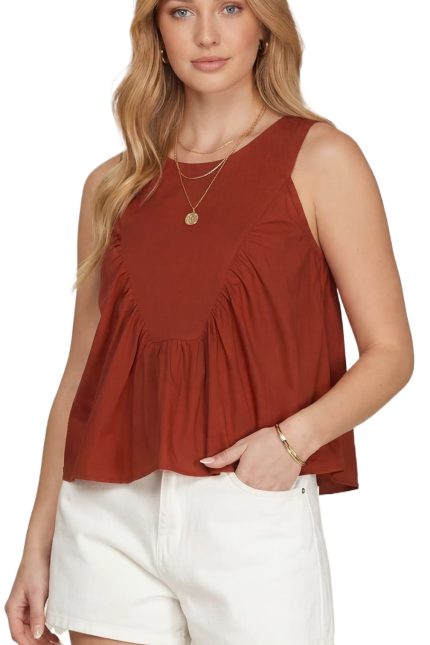 Sleeveless Ruffle Detail Top