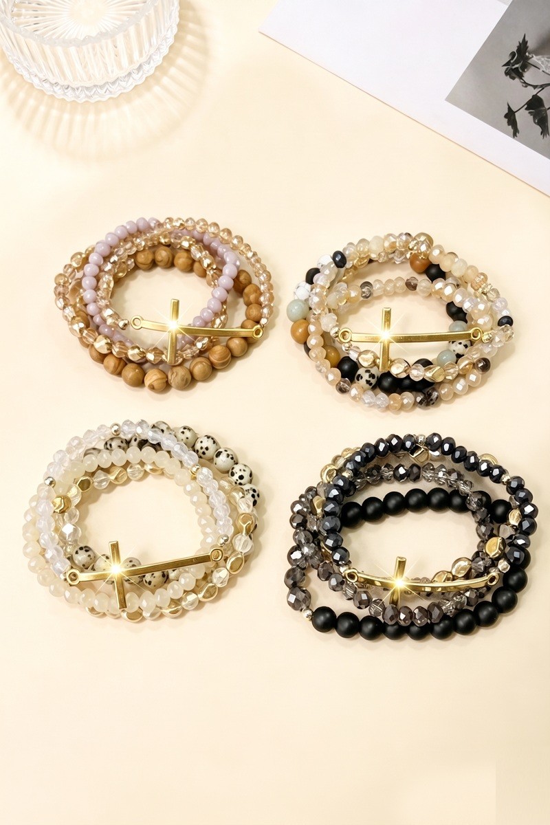 Multi-layer Stackable Beaded Bracelet Set Pack Of 4 Sets