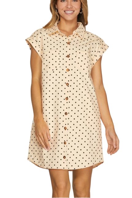 Polka Dot Twill Shirt Mini Dress