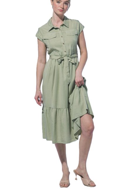 Midi-length Chambray Shirtdress