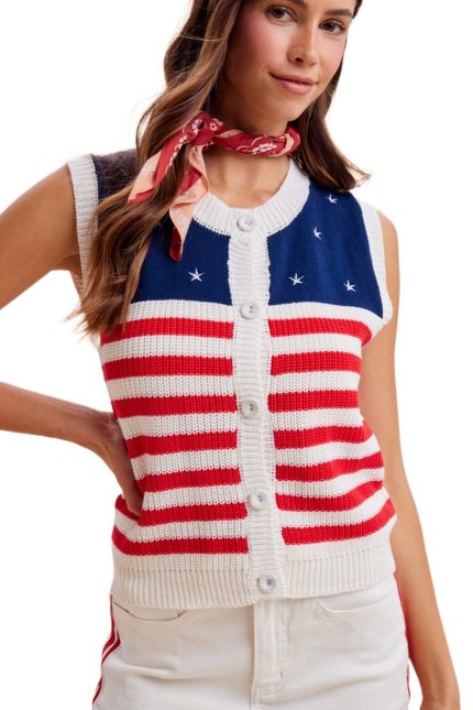 American Flag Inspired Sweater Vest