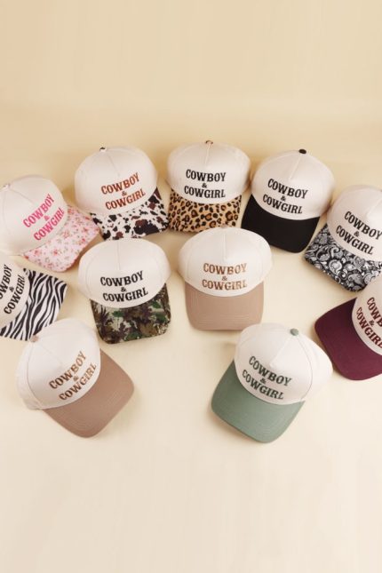 Cowboy And Cowgirl Two Tone Cotton Hat