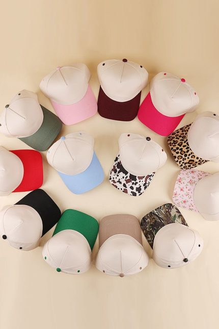Plain Two Tone Canvas Cotton Snapback Hat