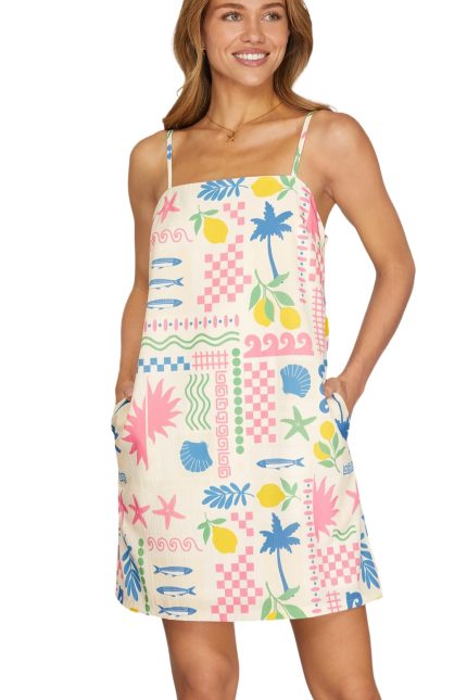 Cami Woven Printed Mini Dress