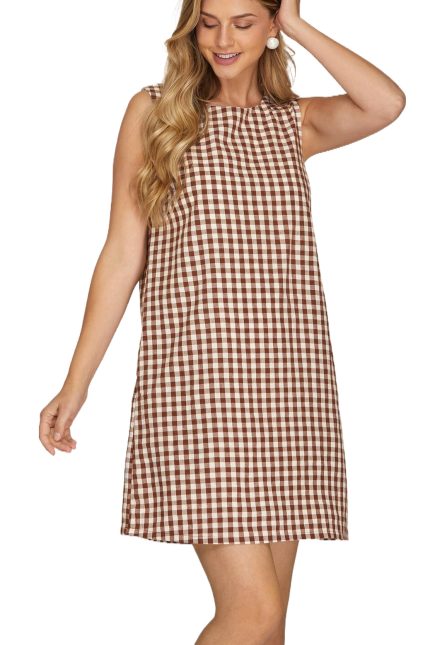 Gingham Checked Mini Dress