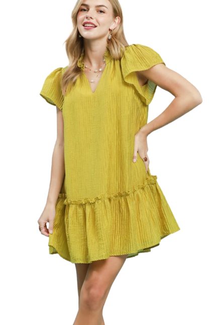 Textured Ruffle Hem Mini Dress