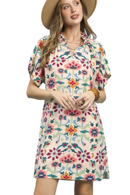 Abstract Floral Shift Dress