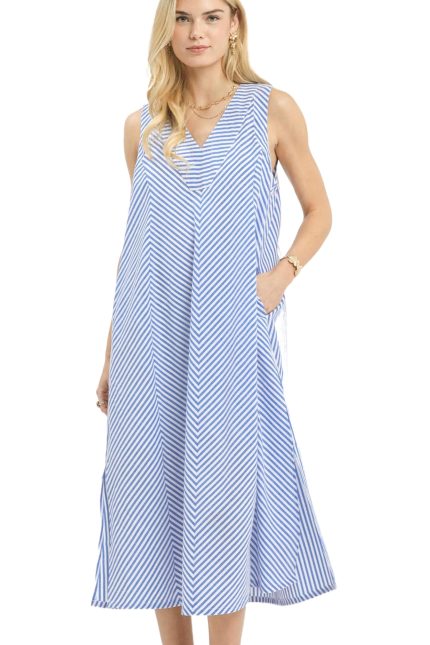 Chevron Stripe Sleeveless Midi Dress