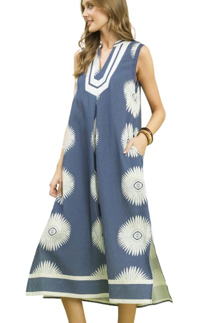 Sleeveless Geometric Midi Dress
