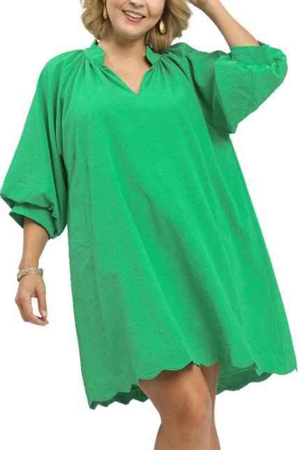 Plus Textured Pocket Mini Dress