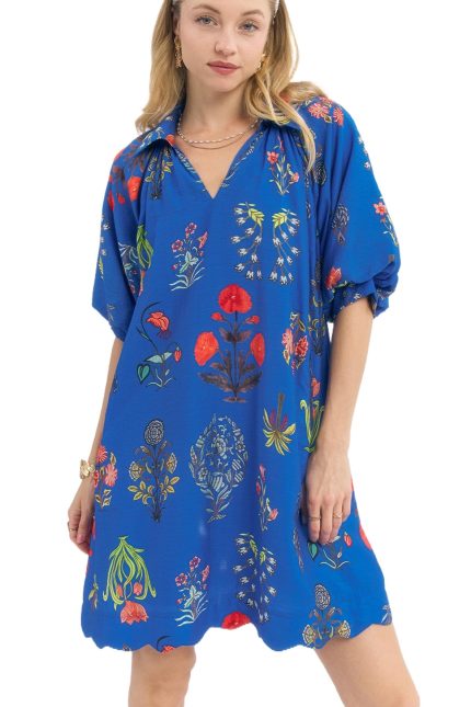 Floral Encyclopedia Print Mini Dress
