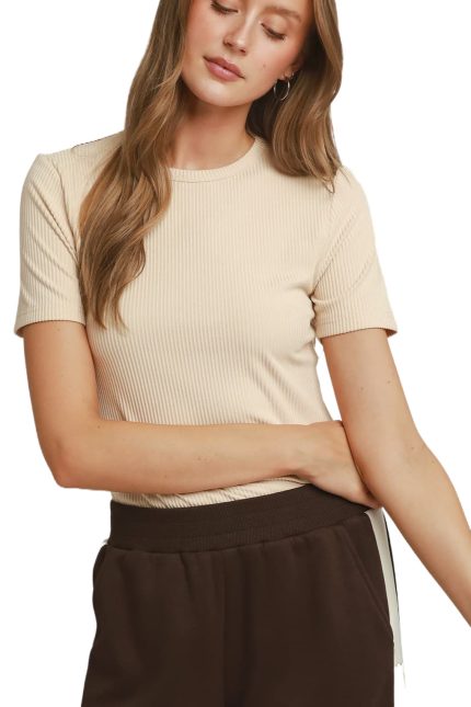 Brushed Rib Short Sleeve Top