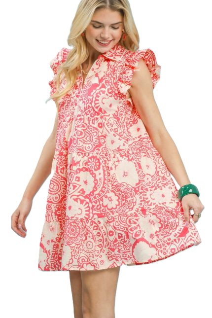 Medallion Print Ruffle Dress