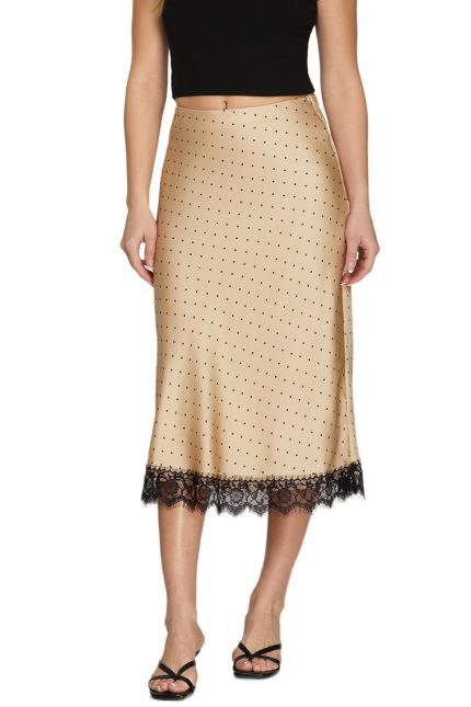 Polka Dot Print Midi Skirt