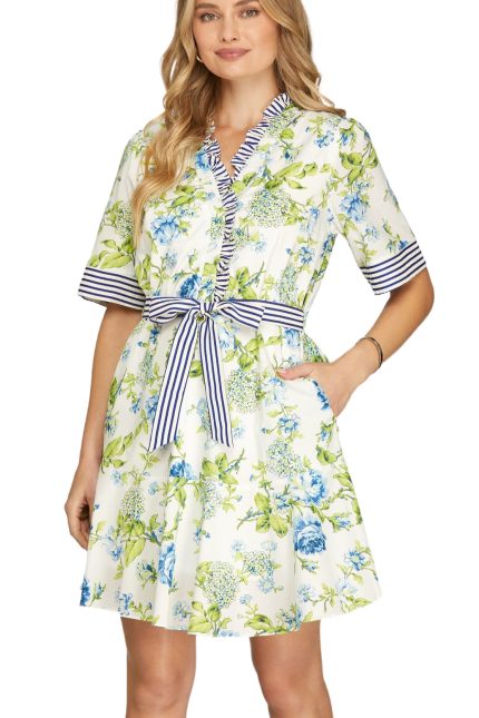 Floral Woven Print Mini Dress