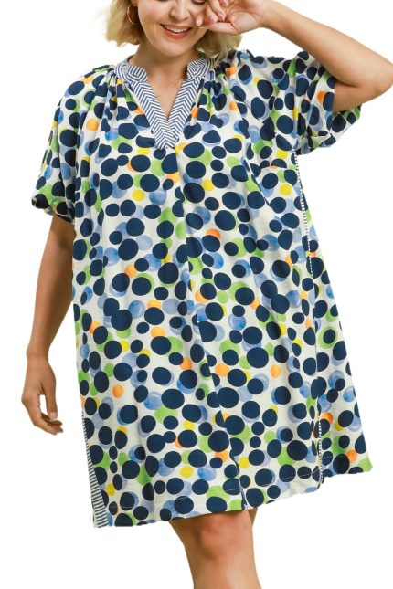 Plus Polka Dot Print Tunic Dress