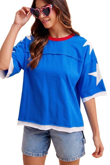 Star Patch Detailed Cotton T-shirt