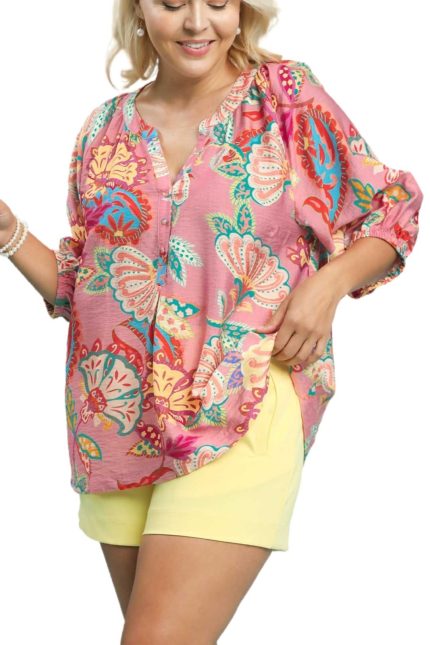 Paisley Print V-neck Top