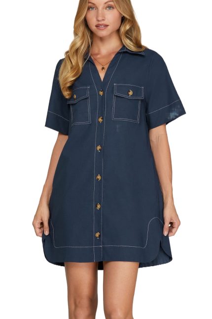 Button Down Shirts Mini Dress