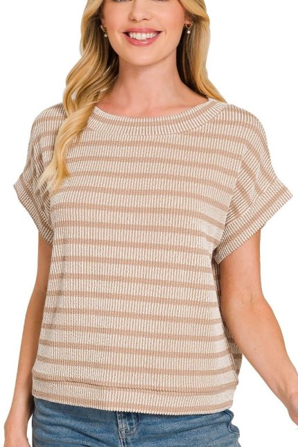 Raised Rib Striped Top
