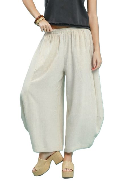 Linen Wide Leg Cropped Palazzo Pants