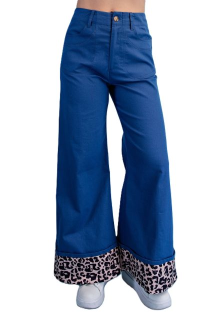 Leopard Cuffed Flare Pants