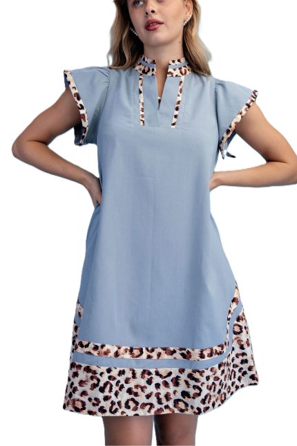 Linen V-neck Mini Dress