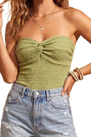 Smocked Twist Front Bandeau Top