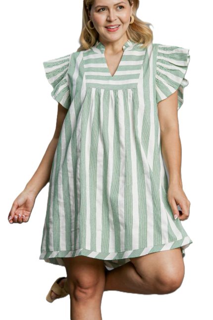 Plus Stripe V-neck Dress