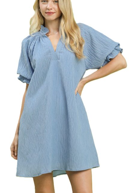Linen Blend Ruffle Dress