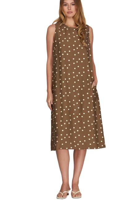 Polkadot Print Midi Dress