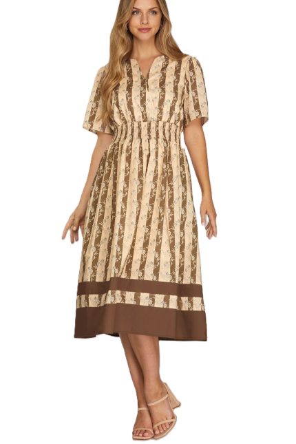 Stripe Printed Midi Dress