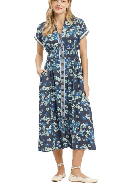 Ruffle Sleeve Henley Shift Dress