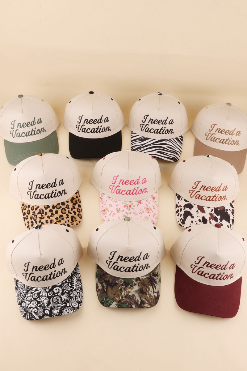 I Need A Vacation Two Tone Snapback Hat