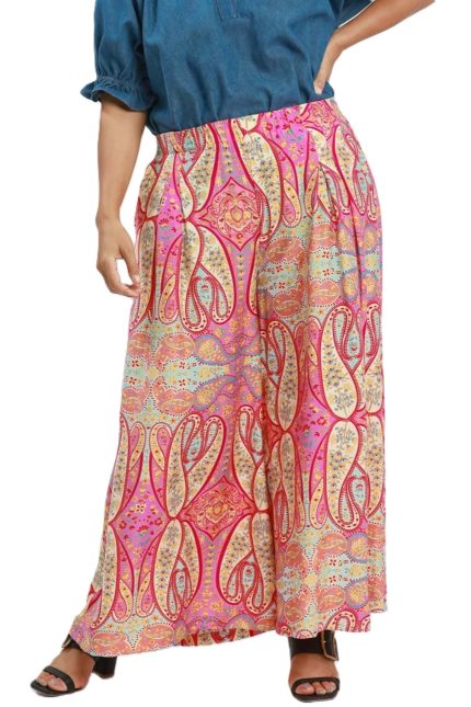 Plus Printed Pull-on Skirt Pants