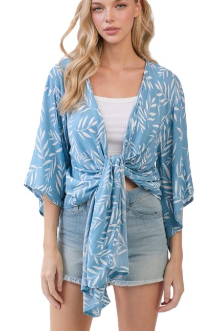Tie Front Short Kimono Cardigan