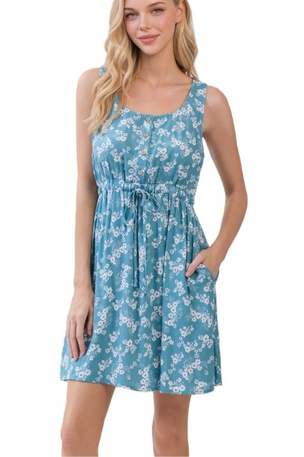 Floral Print Sleeveless Mini Dress