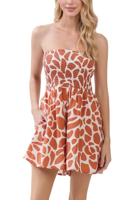 Tube Top Smocked Detail Romper
