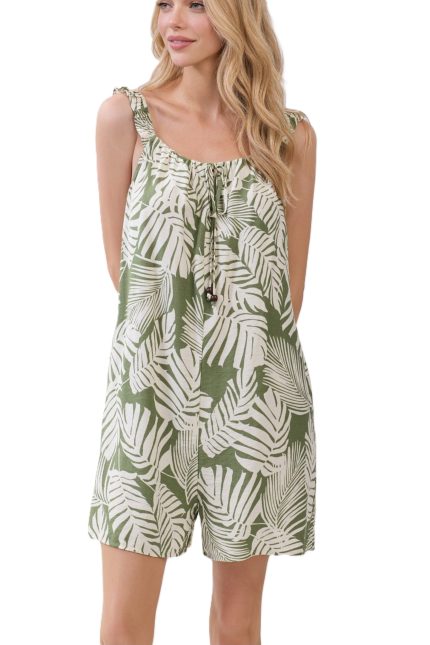 Botanical Leaf Print Romper