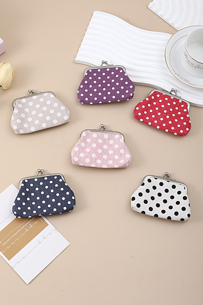 Polka Dot Kiss Lock Coin Purse Pack Of 6
