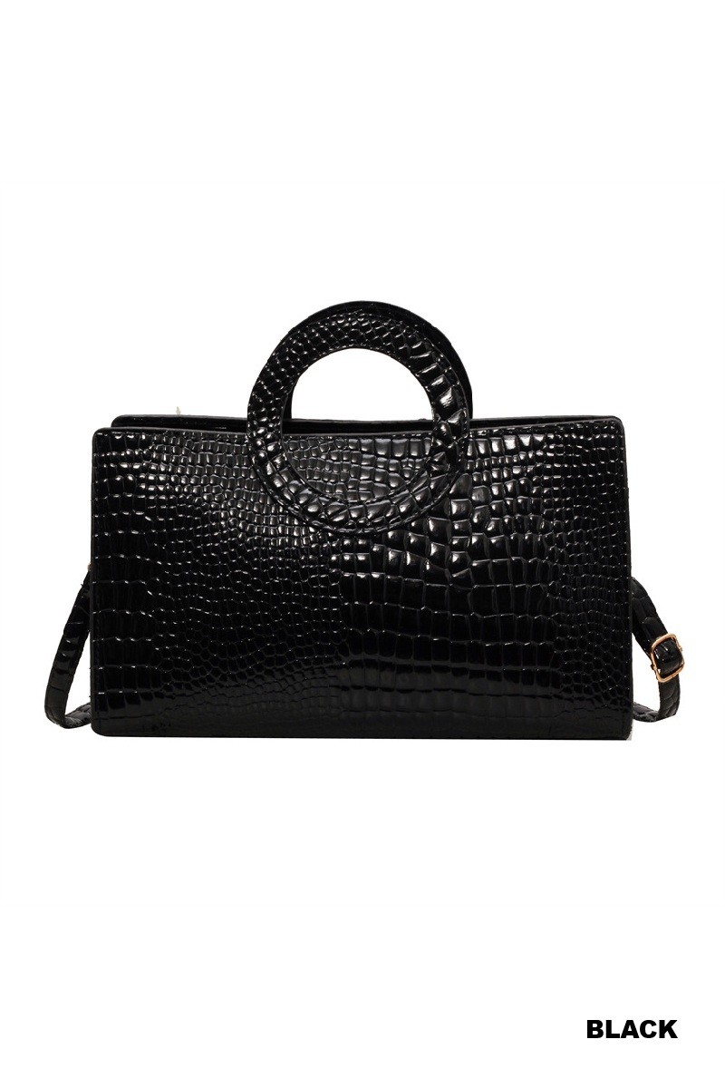 Crocodile Pattern Circular Handle Tote Bag