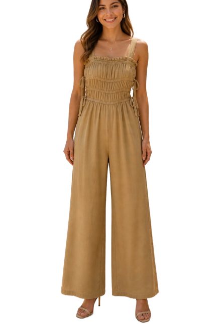Smocked Wide Leg Jumpsuit