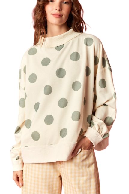 Big Polka Dot Mock Neck Sweatshirt
