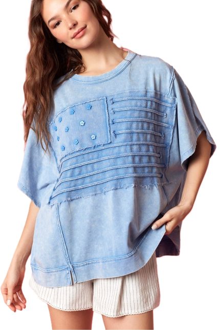 America Flag Garment Dye And Mineral Wash Tee