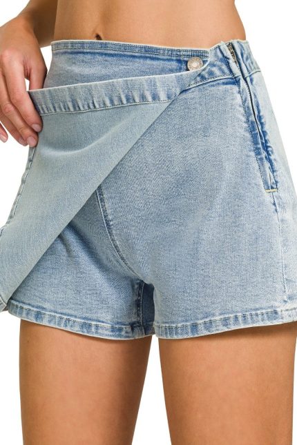 Wrap Front Skort Denim