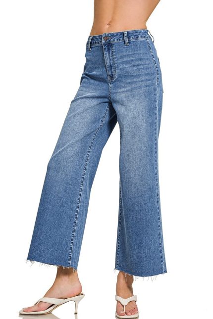 High Waist Wide Leg Straight Denim Pants