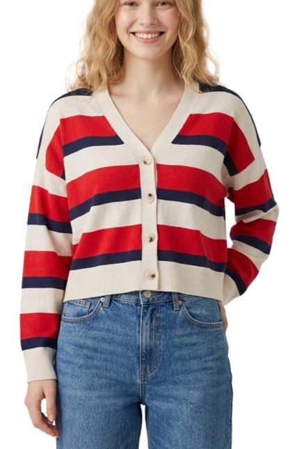 Striped V-neck Cardigan